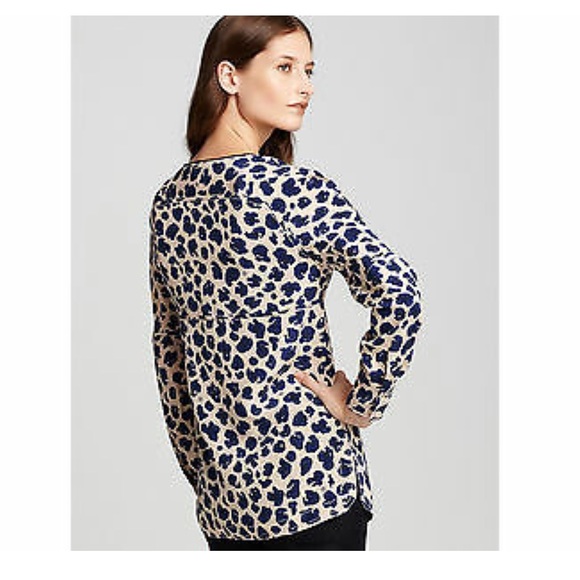 Tory Burch Robin Silk Blouse Cheetah Beige Top - Picture 2 of 8